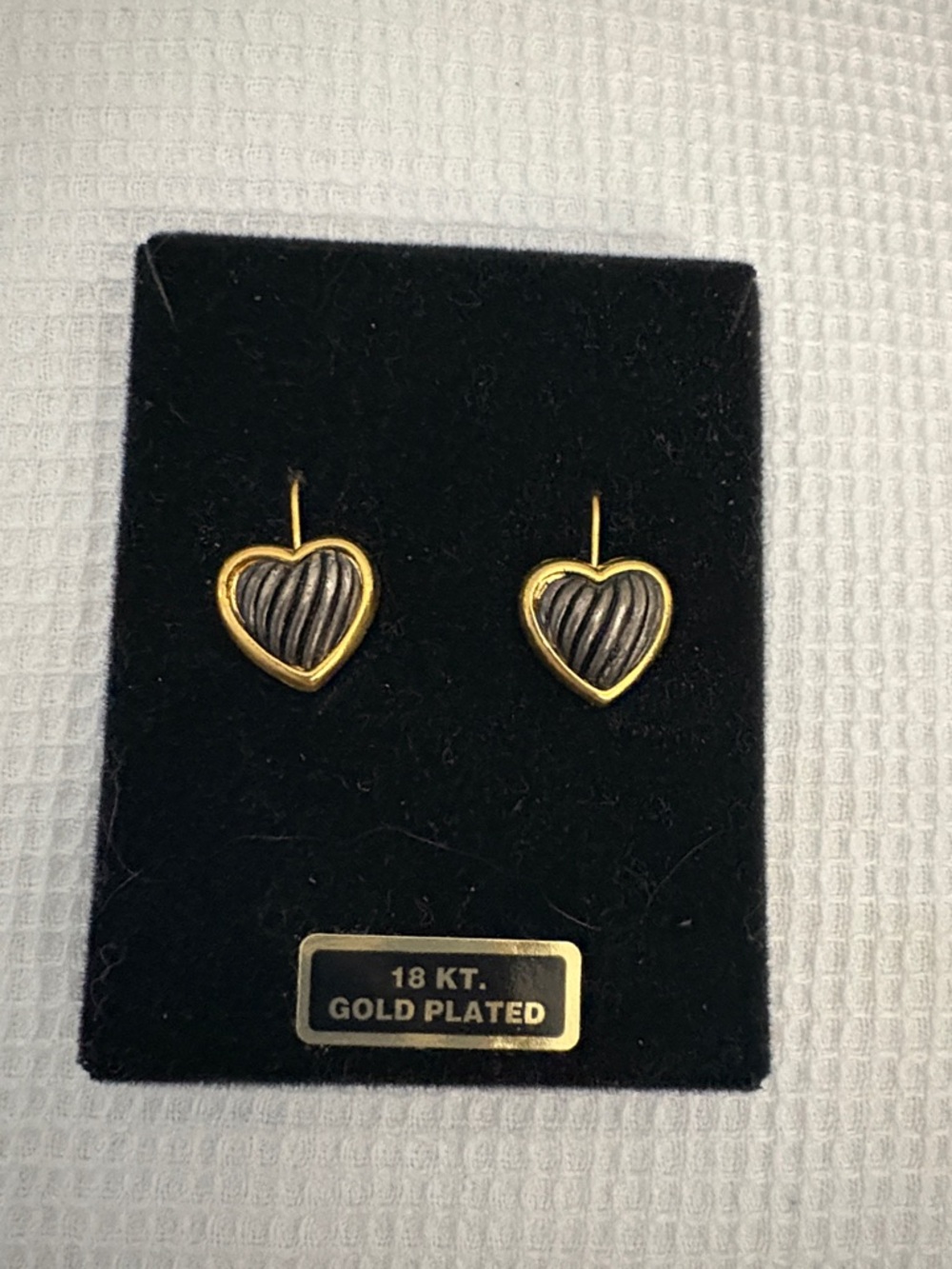 18K Gold-Plated Heart Drop Earrings with Two-Tone Detail